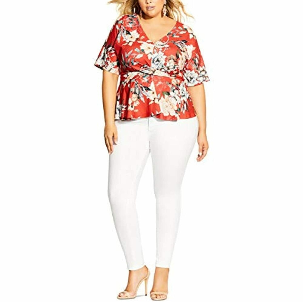 COPY - City Chic Women’s Plus 14 Red Twist Front Blouse NWT